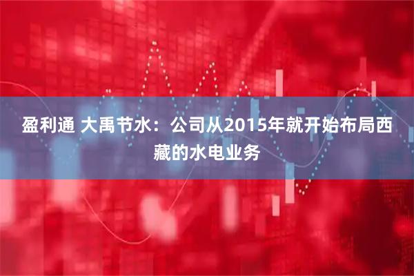 盈利通 大禹节水：公司从2015年就开始布局西藏的水电业务